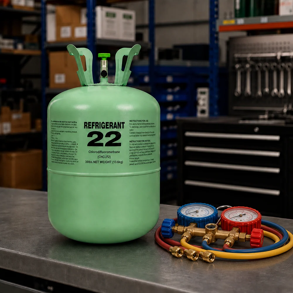 R22 Refrigerant 30 lb Cylinder for HVAC & Refrigeration in use