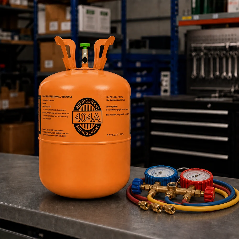 24 lb R404A Refrigerant Cylinder for Commercial Refrigeration in use