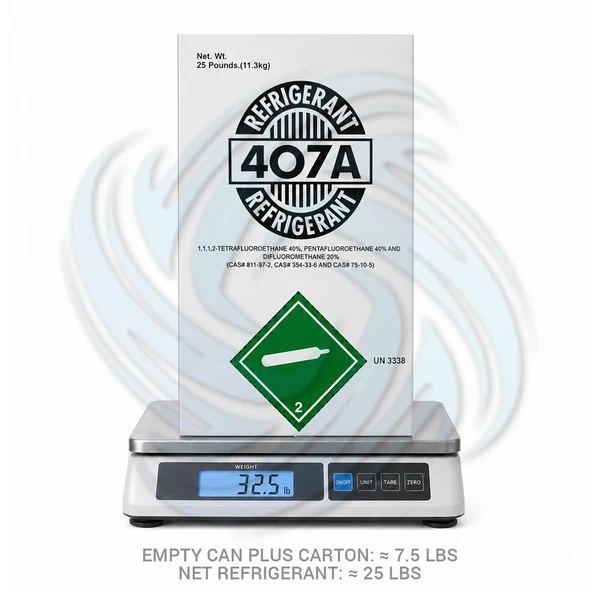 25 lb R407A Refrigerant Cylinder for Commercial Refrigeration